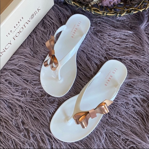 NWT Ted Baker Suszie Jelly Flip Flop Bow Detail Sandals - Picture 9 of 14